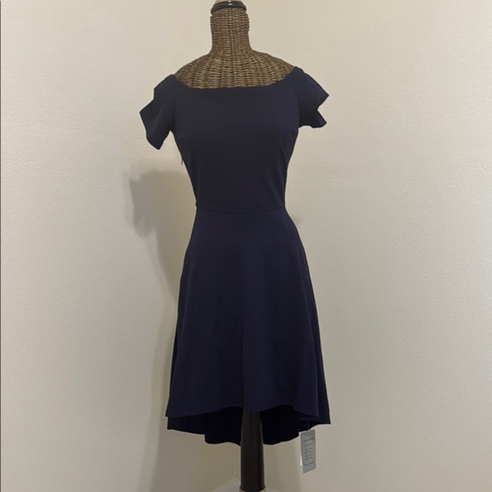 NWT Sarin Mathews Navy Classic Off-Shoulder Fit & Flare Dress XS